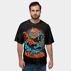 Футболка оверсайз мужская Жуткий Хэллоуин Halloween, цвет: 3D-принт — фото 2