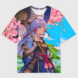 Футболка оверсайз мужская Аяка с зонтиком, цвет: 3D-принт