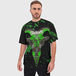 Футболка оверсайз мужская Slipknot зеленый козел, цвет: 3D-принт — фото 2