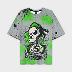 Футболка оверсайз мужская Slipknot скелет green, цвет: 3D-принт