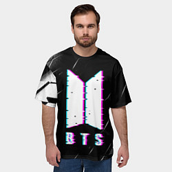 Футболка оверсайз мужская BTS - Неоновый логотип, цвет: 3D-принт — фото 2