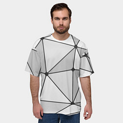 Футболка оверсайз мужская Геометрические линии на сером фоне, цвет: 3D-принт — фото 2