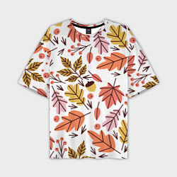Футболка оверсайз мужская Осенний паттерн - листья, цвет: 3D-принт