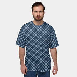 Футболка оверсайз мужская Модный клетчатый узор серый, цвет: 3D-принт — фото 2