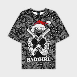 Мужская футболка оверсайз Bad girl with guns in a bandana