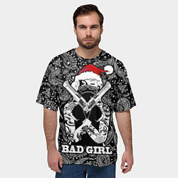 Футболка оверсайз мужская Bad girl with guns in a bandana, цвет: 3D-принт — фото 2