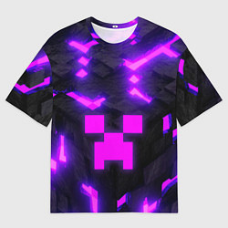 Футболка оверсайз мужская Майнкрафт розовый, цвет: 3D-принт