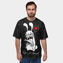 Футболка оверсайз мужская Иди за кроликом, зубастый кролик, цвет: 3D-принт — фото 2