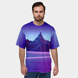 Футболка оверсайз мужская Neon mountains - Vaporwave, цвет: 3D-принт — фото 2