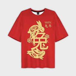Футболка оверсайз мужская Red rabbits, happy chinese new year, цвет: 3D-принт