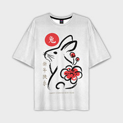 Футболка оверсайз мужская Rabbit with flower - chinese new year, цвет: 3D-принт