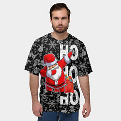 Футболка оверсайз мужская Santa Claus, dabbing, through the snow, цвет: 3D-принт — фото 2