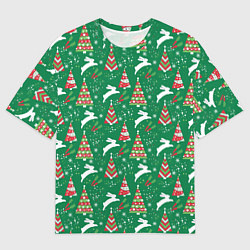 Футболка оверсайз мужская Рождественские кролики, цвет: 3D-принт