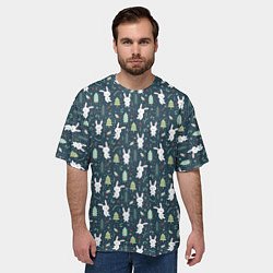 Футболка оверсайз мужская Новогодний паттерн, год кролика, цвет: 3D-принт — фото 2