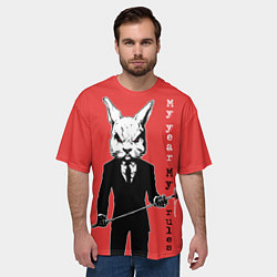 Футболка оверсайз мужская Dangerous rabbit, my year - my rules, цвет: 3D-принт — фото 2