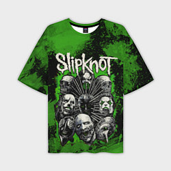 Футболка оверсайз мужская Slipknot green abstract, цвет: 3D-принт