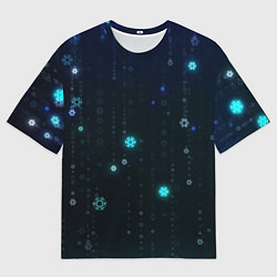 Мужская футболка оверсайз Неоновый дождик из снежинок
