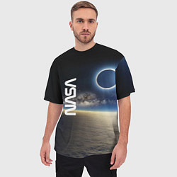 Футболка оверсайз мужская Солнечное затмение в открытом космосе, цвет: 3D-принт — фото 2