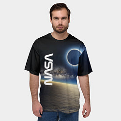Футболка оверсайз мужская Солнечное затмение в открытом космосе, цвет: 3D-принт — фото 2