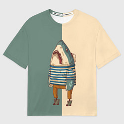 Футболка оверсайз мужская Акула-моряк, цвет: 3D-принт