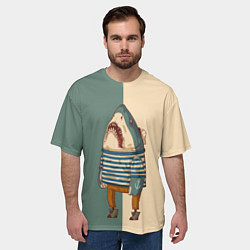 Футболка оверсайз мужская Акула-моряк, цвет: 3D-принт — фото 2