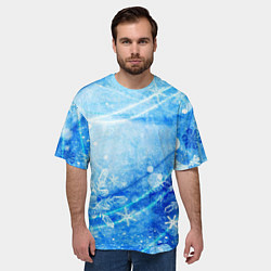 Футболка оверсайз мужская Новогодний иней, цвет: 3D-принт — фото 2