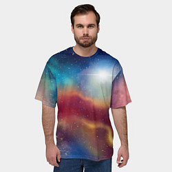 Футболка оверсайз мужская Многогранное космическое пространство - яркая звез, цвет: 3D-принт — фото 2