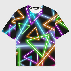 Футболка оверсайз мужская Неоновые треугольники - текстура, цвет: 3D-принт