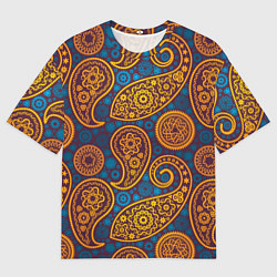 Футболка оверсайз мужская Узор Пейсли - индийский орнамент, цвет: 3D-принт