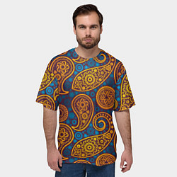 Футболка оверсайз мужская Узор Пейсли - индийский орнамент, цвет: 3D-принт — фото 2