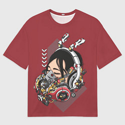 Футболка оверсайз мужская Голова кибер-девушки в маске, цвет: 3D-принт