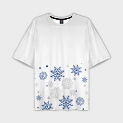 Мужская футболка оверсайз Новогодние Снежинки - Белый