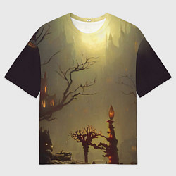 Футболка оверсайз мужская Жуткий замок в тумане, цвет: 3D-принт