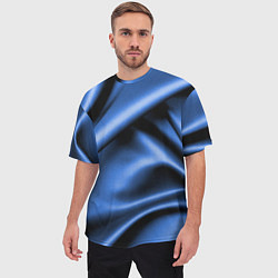 Футболка оверсайз мужская Складки гладкой синей ткани, цвет: 3D-принт — фото 2