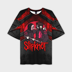 Мужская футболка оверсайз Slipknot black and red