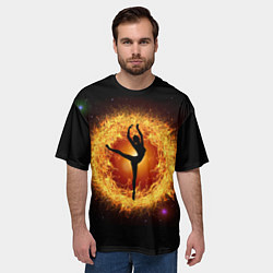Футболка оверсайз мужская Танец балерины в огненном шаре, цвет: 3D-принт — фото 2