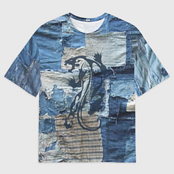 Футболка оверсайз мужская Cotton Rag - Patchwork -Tiger, цвет: 3D-принт