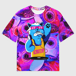 Футболка оверсайз мужская DJ Scratchy in pink glasses, цвет: 3D-принт