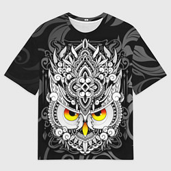 Футболка оверсайз мужская Сова с золотыми глазами, цвет: 3D-принт
