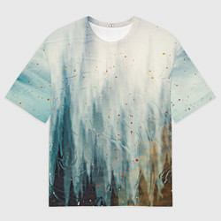 Мужская футболка оверсайз Абстрактные водянистые паттерны и краски