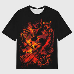 Футболка оверсайз мужская Человек бензопила против всех, цвет: 3D-принт