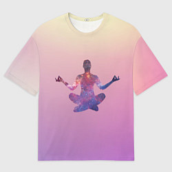 Футболка оверсайз мужская Поза лотоса в йоге, цвет: 3D-принт