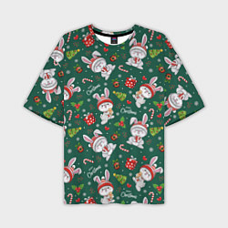 Мужская футболка оверсайз Merry Christmas Rabbit 2023