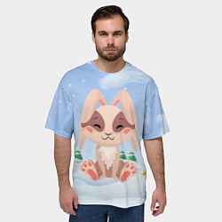 Футболка оверсайз мужская Милый зайка символ 2023 года, цвет: 3D-принт — фото 2