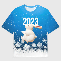 Футболка оверсайз мужская Белый большой кролик, цвет: 3D-принт