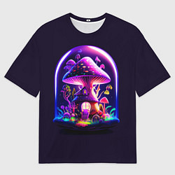 Футболка оверсайз мужская Волшебный неоновый гриб в банке, цвет: 3D-принт