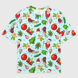 Мужская футболка оверсайз Новогодний паттерн