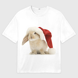 Футболка оверсайз мужская Новогодний кролик - 2023, цвет: 3D-принт
