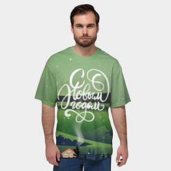 Футболка оверсайз мужская Полярная ночь - с новым годом!, цвет: 3D-принт — фото 2