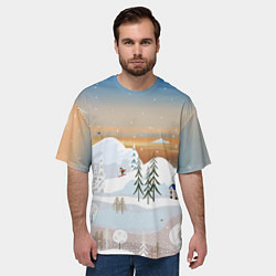Футболка оверсайз мужская Новогоднее настроение - пейзаж, цвет: 3D-принт — фото 2